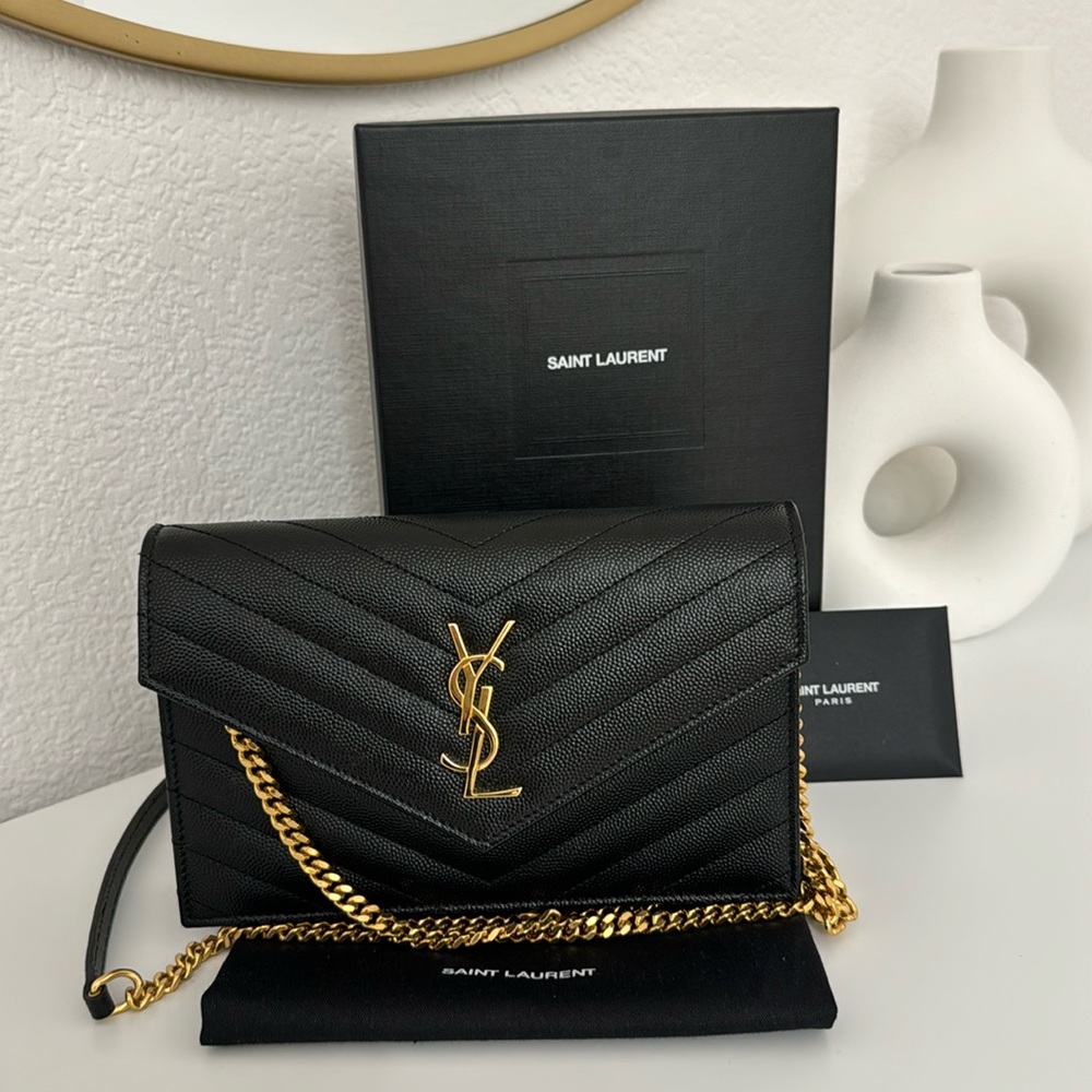 Saint Laurent Cassandre Envelope Chain Wallet